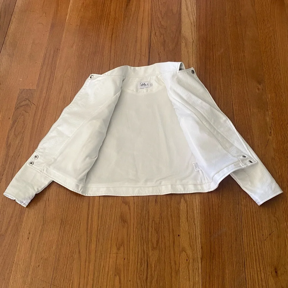 Lola + The Boys White Vegan Rainbow Leather Kids Jacket